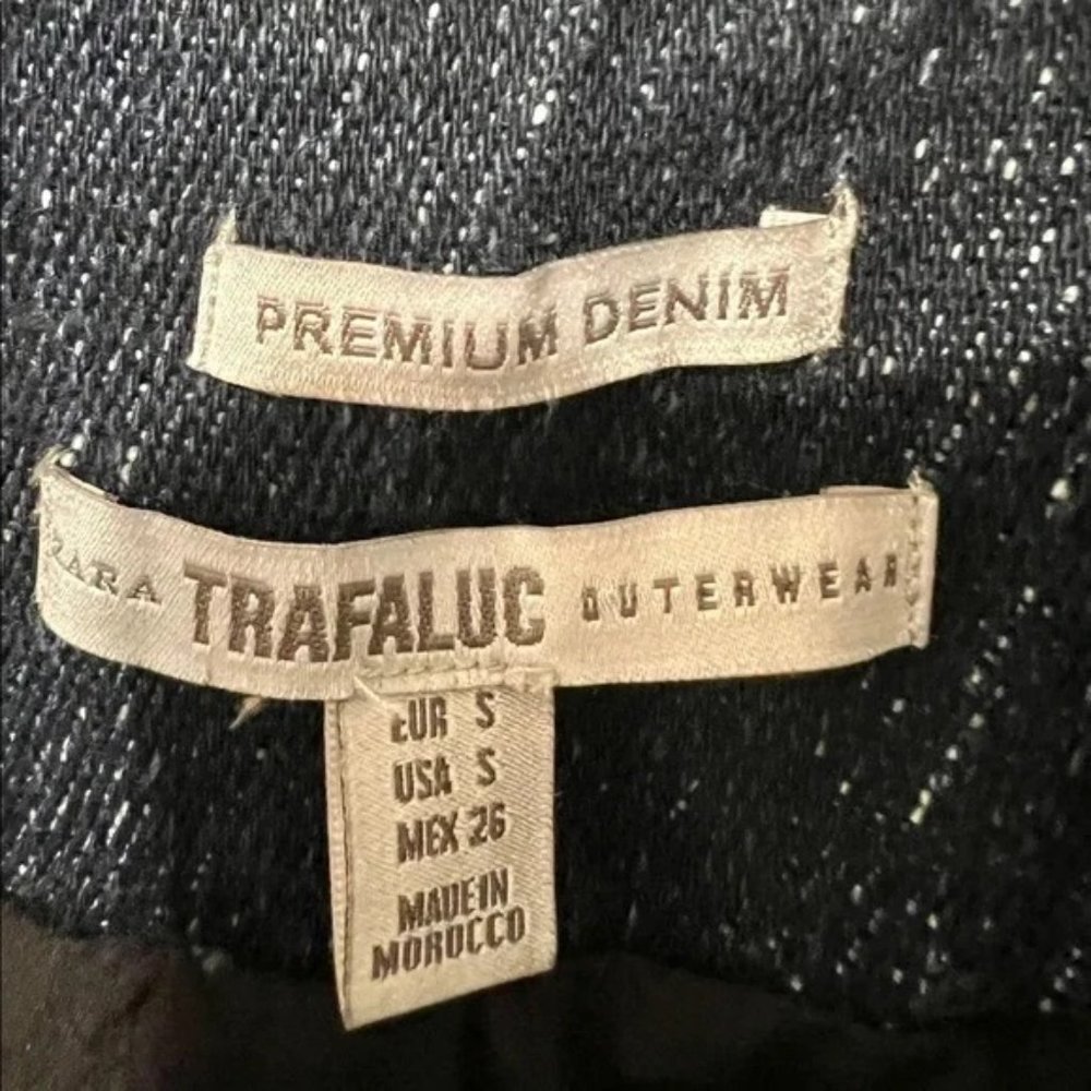 Zara Trafaluc Longline Denim Knit Blazer Size S - Picture 5 of 10